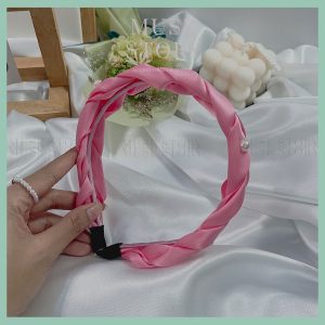 Băng đô vải satin hồng sen