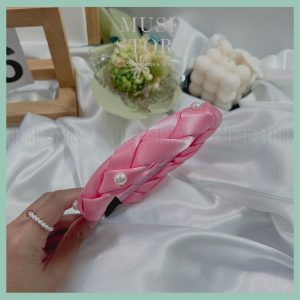 Băng đô vải satin hồng sen dễ thương