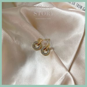 Khuyên tai vòng tròn đính đá nhỏ xinh tinh tế