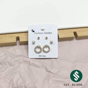 Set 03 đôi khuyên tai tròn với chất liệu bạc 925 bền đẹp, cứng cáp. màu vàng