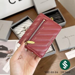 Ví da CNK trần bông vân xéo like auth, hàng 1:1 full box, phía sau có ngăn khóa kéo