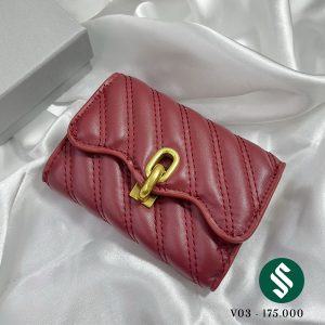 Ví da CNK trần bông vân xéo like auth V03 màu đỏ