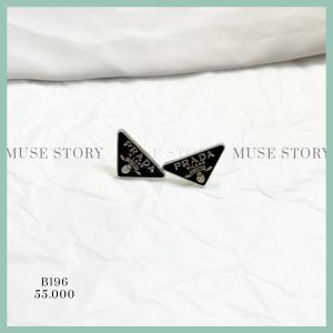 Khuyên tai Prada hot trend, chui xỏ mạ bạc 925 hạn chế di ứng tối đa B196