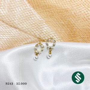 Khuyên tai nơ giọt ngọc xinh xắn B243