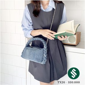 Trendy bag mini jean xanh đậm siêu đẹp