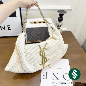 Túi YSL chất da cao cấp, màu trắng kem
