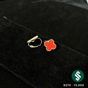 Khuyên tai cỏ 4 lá màu đỏ siêu hot