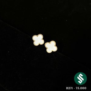 Khuyên tai cỏ 4 lá màu trắng đẹp long lanh