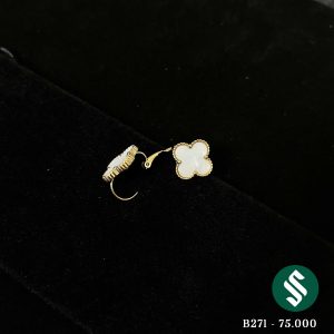 Khuyên tai cỏ 4 lá chui vòng mạ bạc 925 hạn chế dị ứng