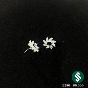 Khuyên bạc đính đá hoa mặt trời lấp lánh