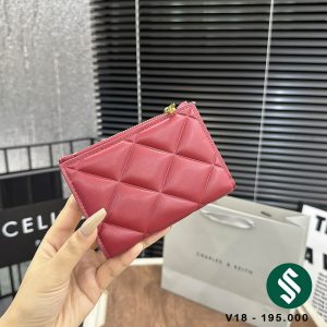 Ví CnK dập ô trám màu đỏ