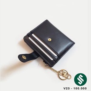 Ví da trơn cúc bấm móc treo kích thước nhỏ gọn