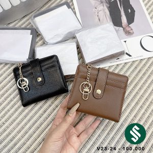 Ví da trơn cúc bấm móc treo tiện dụng