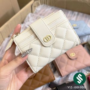 Ví trám mini nhiều ngăn màu trắng