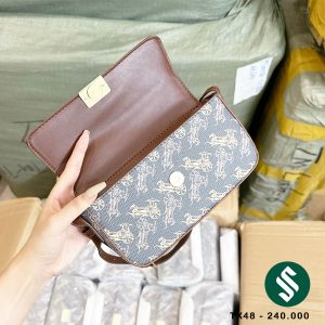 Túi MJ khóa đồng họa tiết xe ngựa da màu nâu tay rất sang