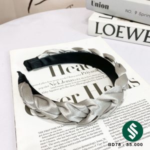 Băng đô tết lụa xinh xắn màu xám