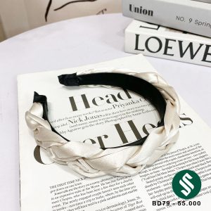 Băng đô tết lụa xinh xắn màu trắng sữa