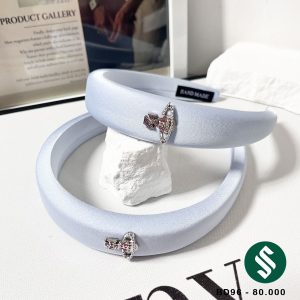 Băng đô vải tag địa cầu đính đá màu xanh da trời