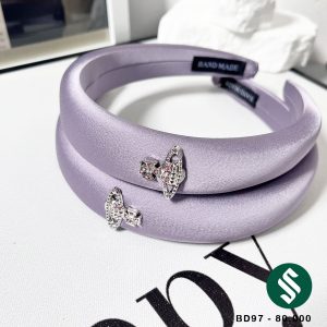 Băng đô vải tag địa cầu đính đá màu tím thời thượng