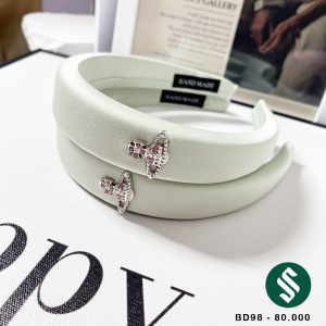 Băng đô vải tag địa cầu đính đá màu xanh mint ngọt ngào