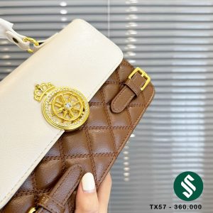 Túi khoá tròn vương miện nâu đậm nắp trắng khóa vuông miện chuẩn xịn