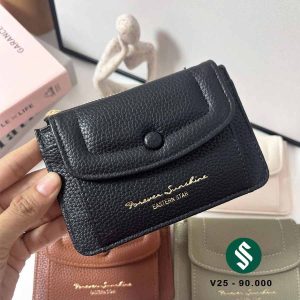 ví đựng thẻ atm, đựng card, đựng tiền màu đen