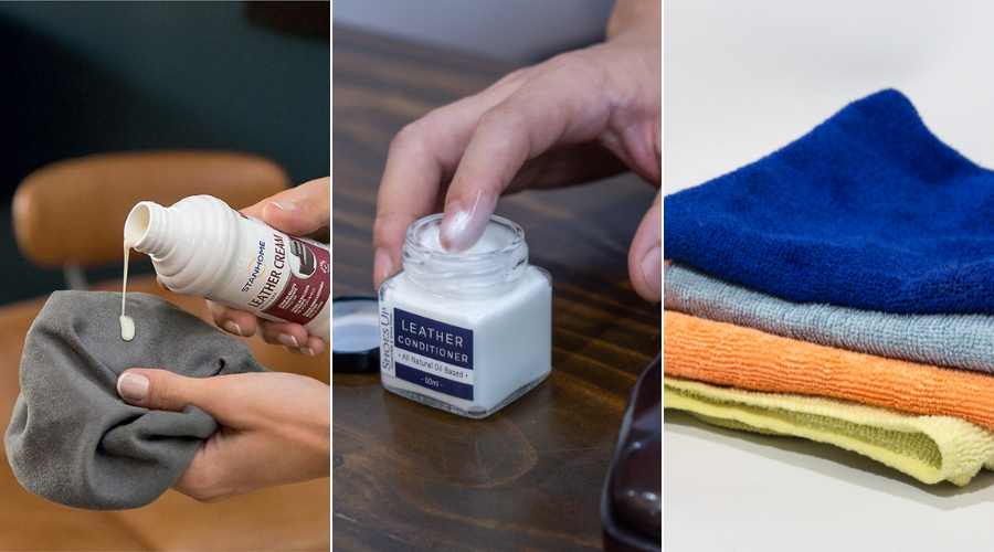 chuẩn bị vật dụng để vệ sinh túi xách da