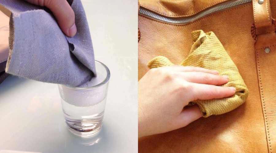 sử dụng dung dịch làm sạch túi da để lau lên bền mặt túi