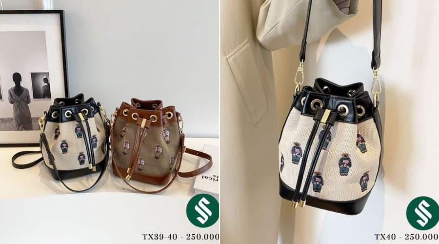 túi rút sticker gấu dễ thương đeo đi tết